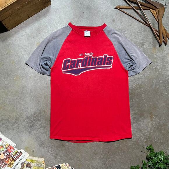Vintage Y2K Logo Athletic St. Louis Cardinals Tee Mens Large Red Baseball Shirt - Picture 1 of 5